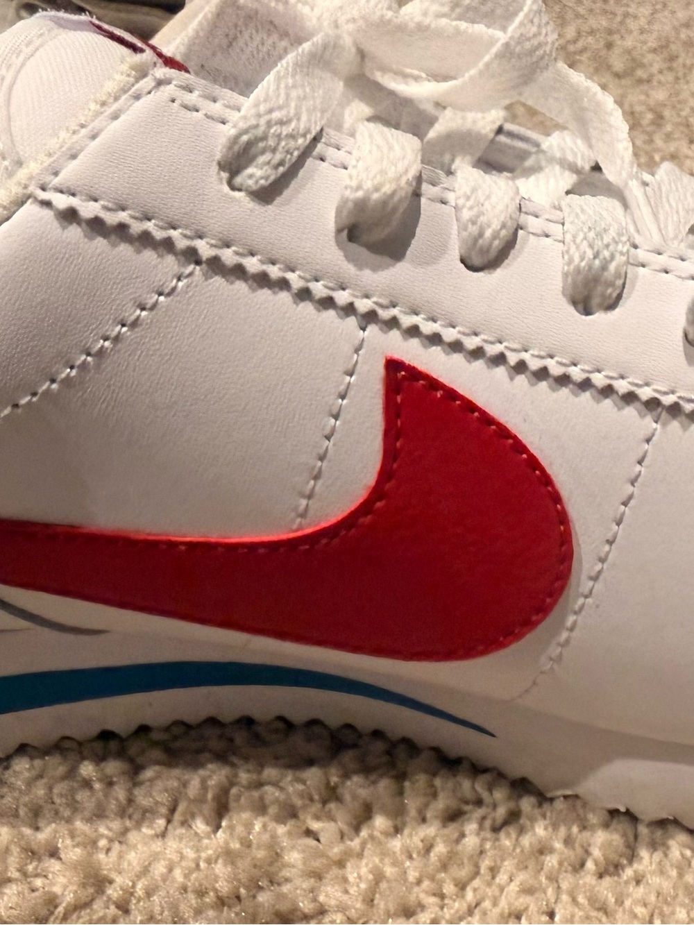 Nike White Sneakers with Red Swoosh - Picture 3 of 4